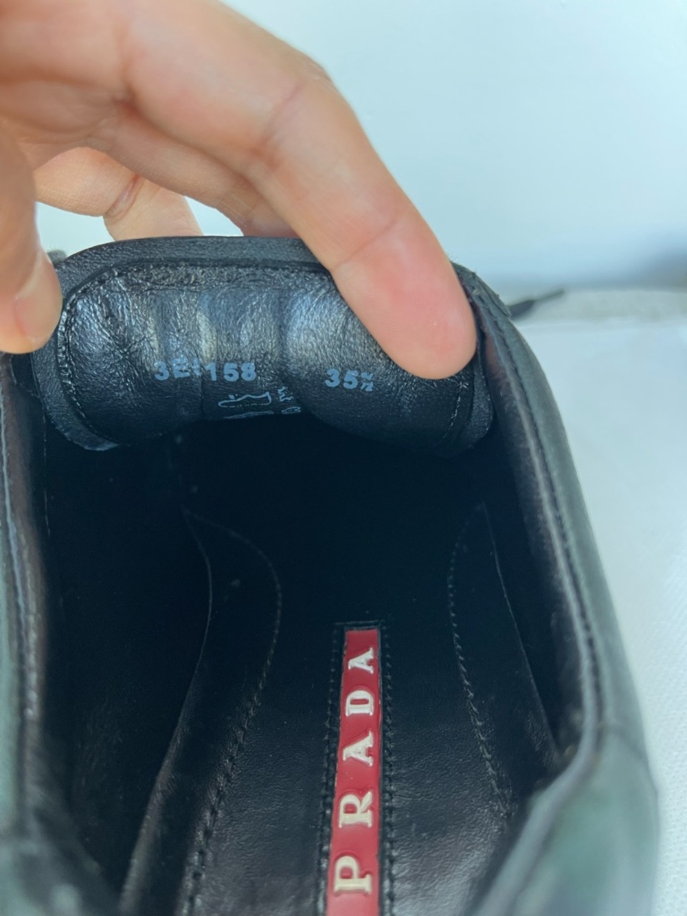 Prada Montecarlo Logo Plaque Black Leather Low-Top Lace Up Trainers 35.5 - Picture 10 of 15